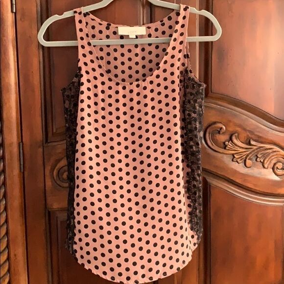 Loft polka dot with lace shell- Size XS - Picture 1 of 8